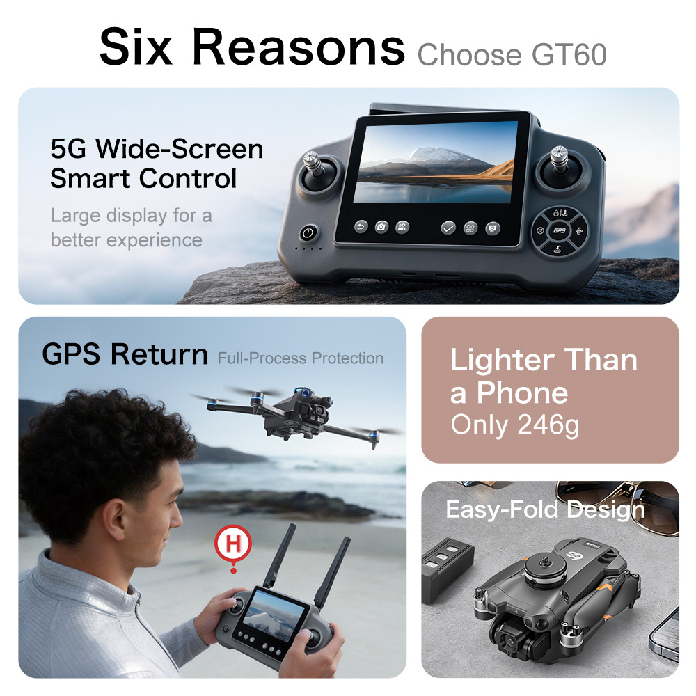 Nowy dron GT60 GPS do fotograf – Drone Camera Wide Angle recenzja i cena
